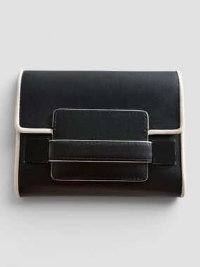 Delvaux Madame Black Leather Card Holder Wallet